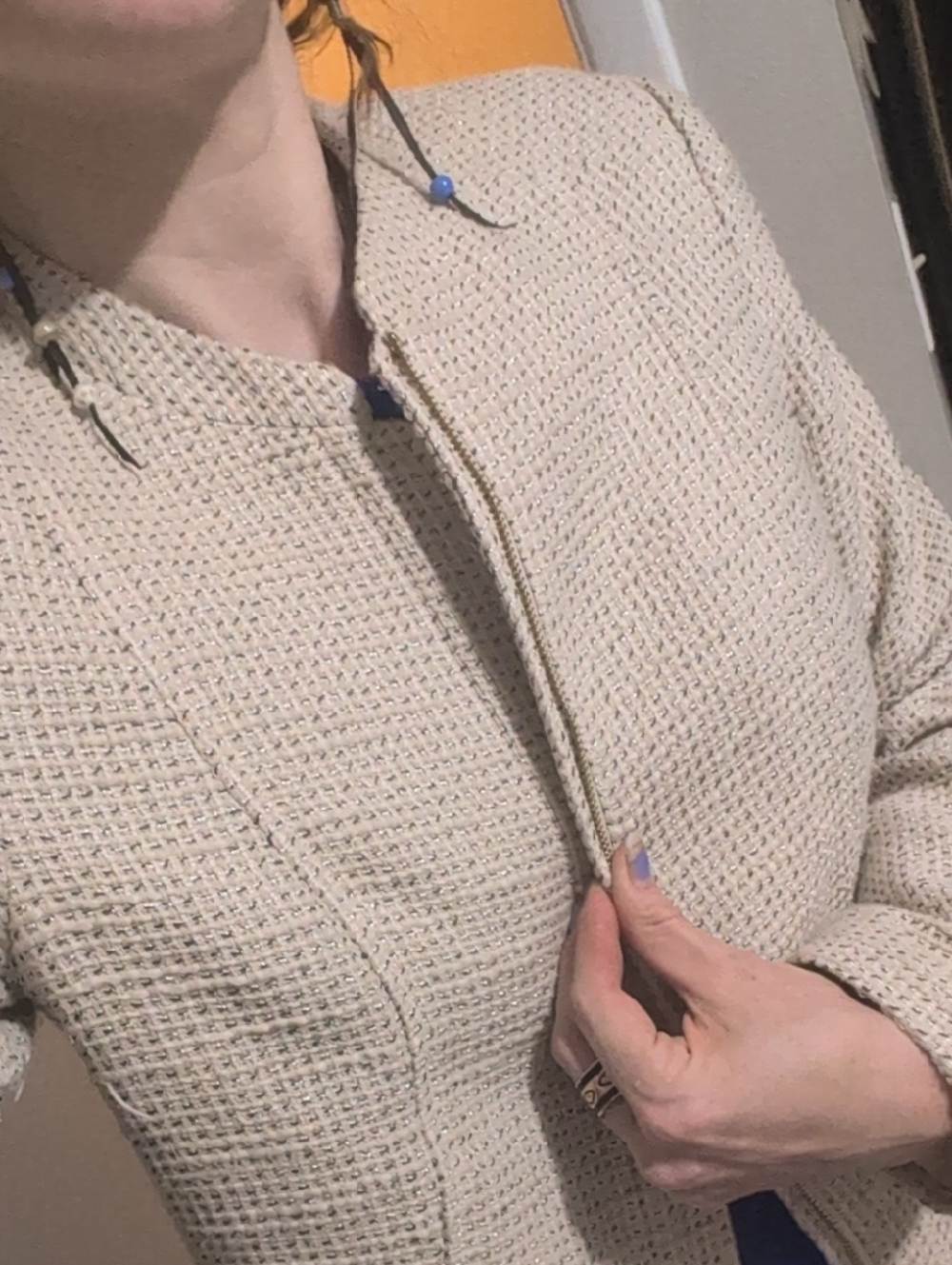 Neutral Cream Tweed CK Jacket Blazer - Classic Collar - Picture 1 of 4